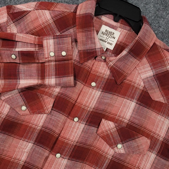 Blake Shelton X Lands End Pearl Snap Button Shirt Men's XLT Cowboy Rodeo Western - Picture 1 of 10